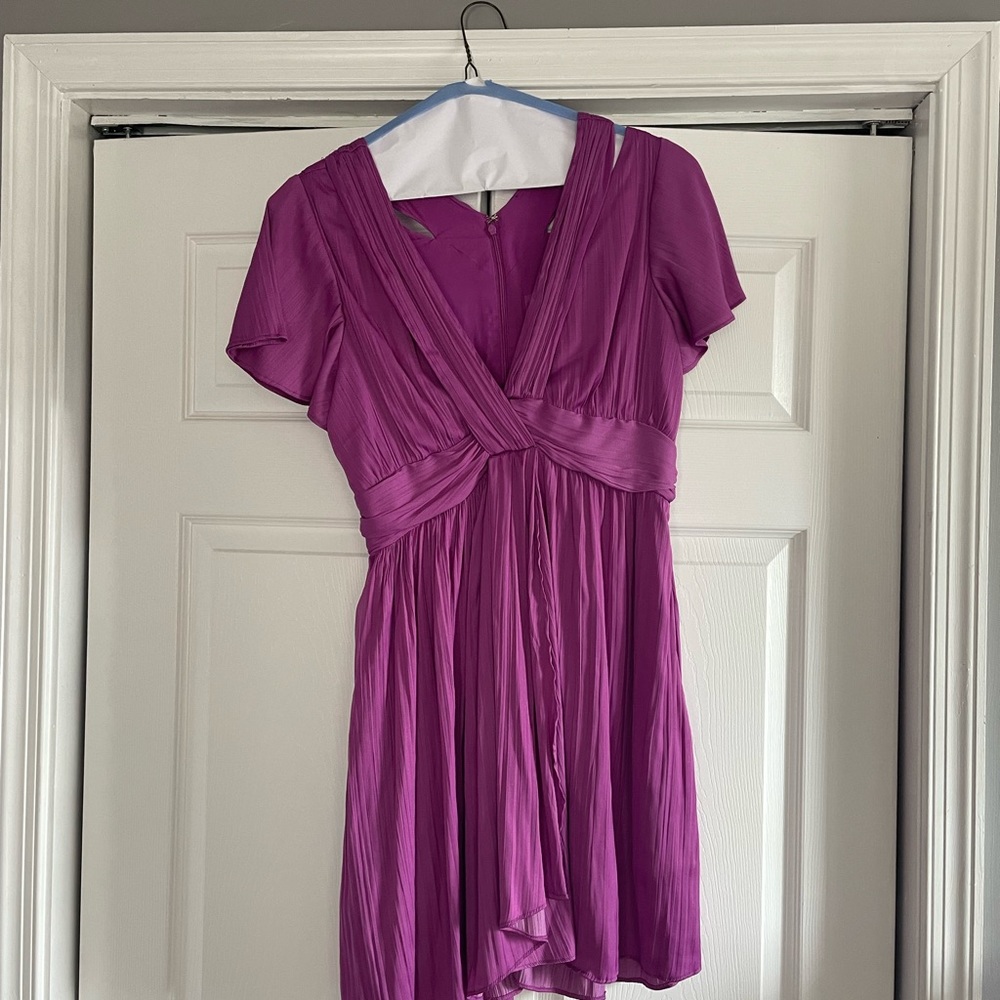 Anthropologie Deep V-Neck Vibrant Mini Dress - Purple Size 6 - like new!